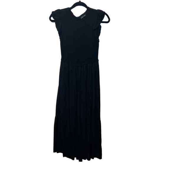 Merokeety Black Smocked Tiered Maxi Dress Womens Size Small PartyCasual Stretch - Picture 1 of 14